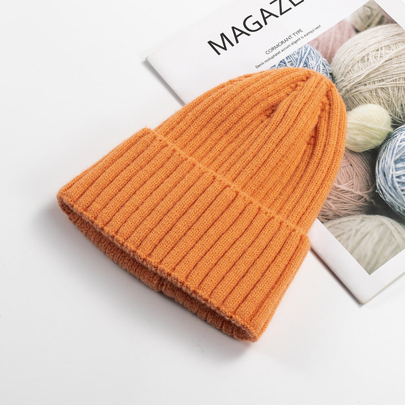 Autumn Winter Knitted Hat For Women'S Fashion Cotton Cashmere Warm Wool Hat Solid Color Ruffled Pullover Hat Doba